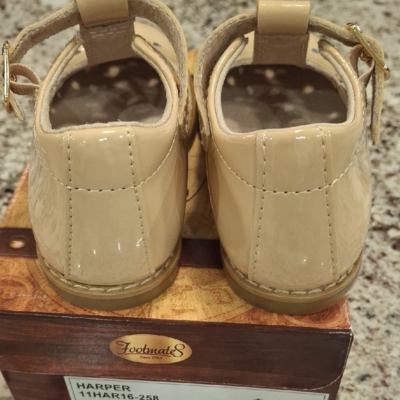 FootMates Tan T-Strap Dress Shoes for Kids - Picture 3 of 4